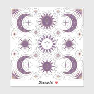 Sticker Lune Boho Purple & Or & Sol Celestial Scrapbook