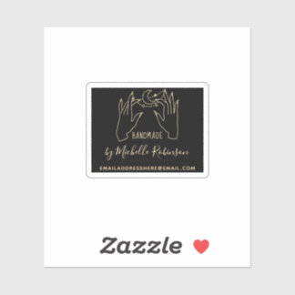 Sticker Lune d'or dessinée à la main Nom manuscrit fait ma