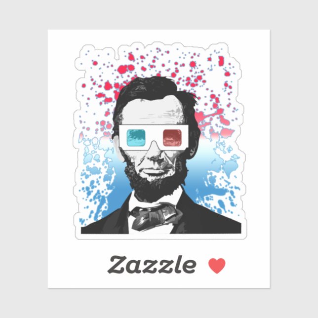 Sticker Lunettes 3D Abraham Lincoln Rouge Blanc Bleu (Feuille)