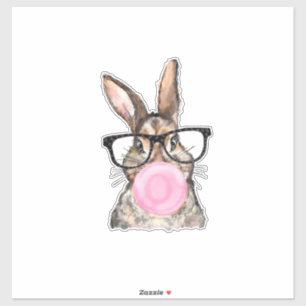 Sticker Lunettes de lapin mignon Bubble Gum Jour de Pâques