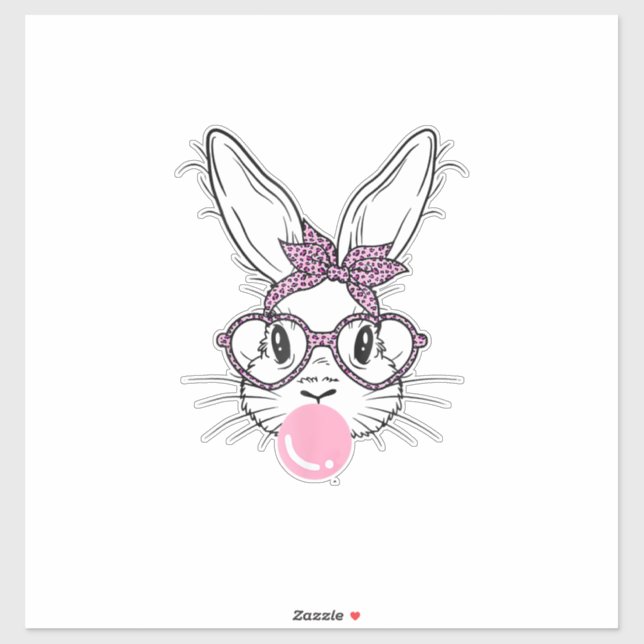Sticker Lunettes de léopard visage de lapin Bubble Gum Jou (Feuille)