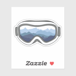 Sticker Lunettes de neige avec vue sur la chaîne de montag