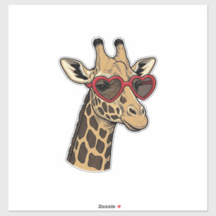 Sticker Lunettes de soleil à motif de cœur de girafe gravé