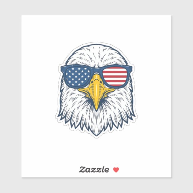 Sticker Lunettes de soleil aigle patriotique dessin vector (Feuille)