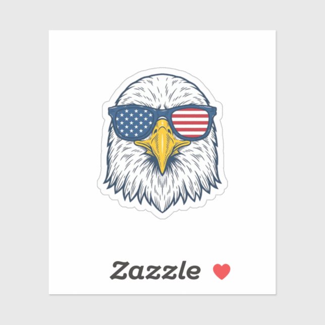 Sticker Lunettes de soleil aigle patriotique dessin vector (Feuille)