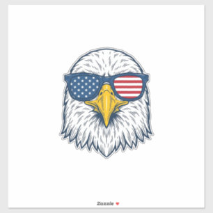 Sticker Lunettes de soleil aigle patriotique dessin vector