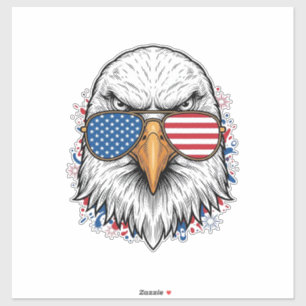 Sticker Lunettes de soleil aigle patriotique Vintage Vecto