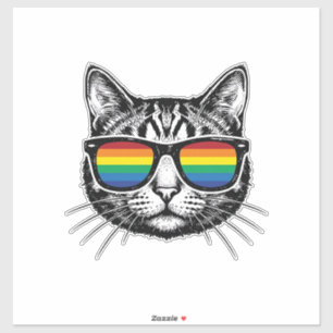 Sticker Lunettes de soleil arc-en-ciel vintage Chat Fière 