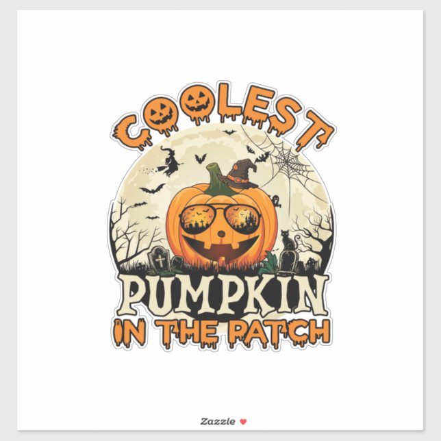 Sticker Lunettes de soleil Coolest Pumpkin Patch Chapeau d (Feuille)