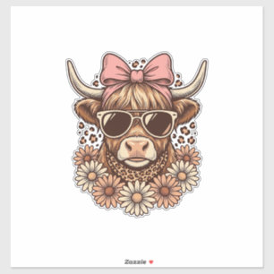 Sticker Lunettes de soleil de vache des Highlands mignonne