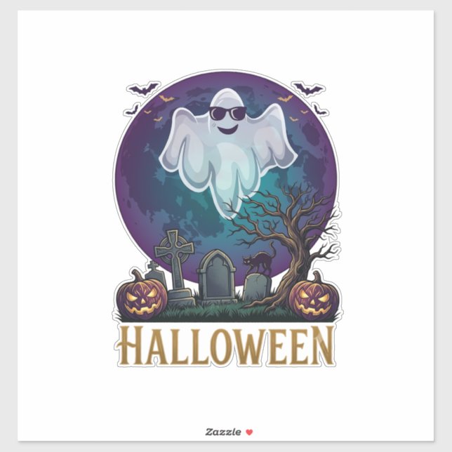 Sticker Lunettes de soleil fantôme Halloween Violet Lune C (Feuille)