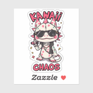 Sticker Lunettes de soleil Kawaii Chaos Axolotl Cool Cuir