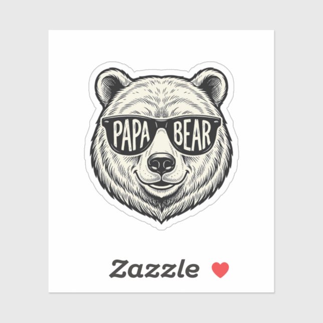Sticker lunettes de soleil Papa Bear Vector Design de tête (Feuille)