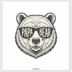 Sticker Lunettes de soleil Papa Ours Ours Tête Vector Desi