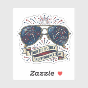 Sticker Lunettes de soleil vintage Feu d'artifice patrioti