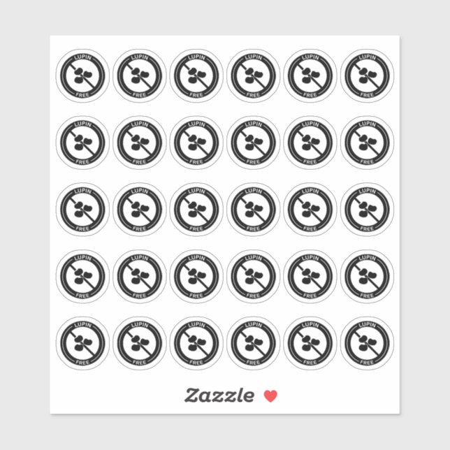 Sticker Lupin Free Wedding Place Card Mini Food Allergy (Feuille)