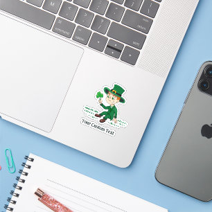 Sticker Lutin de dessin animé mignon avec trèfle et arc-en