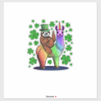 Sticker Lutin paresseux montant une licorne lama Saint-Pat