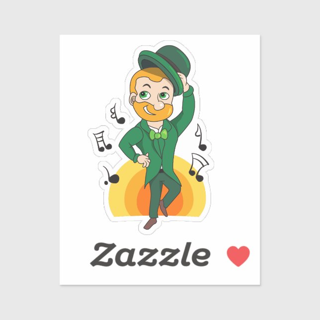 Sticker Lutins dansants, dessin animé de la Saint-Patrick (Feuille)