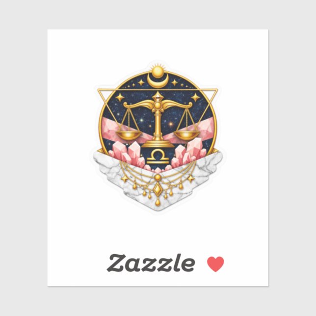 Sticker Luxe Équilibré Libra Or & Marbre Géométrique Stic (Feuille)