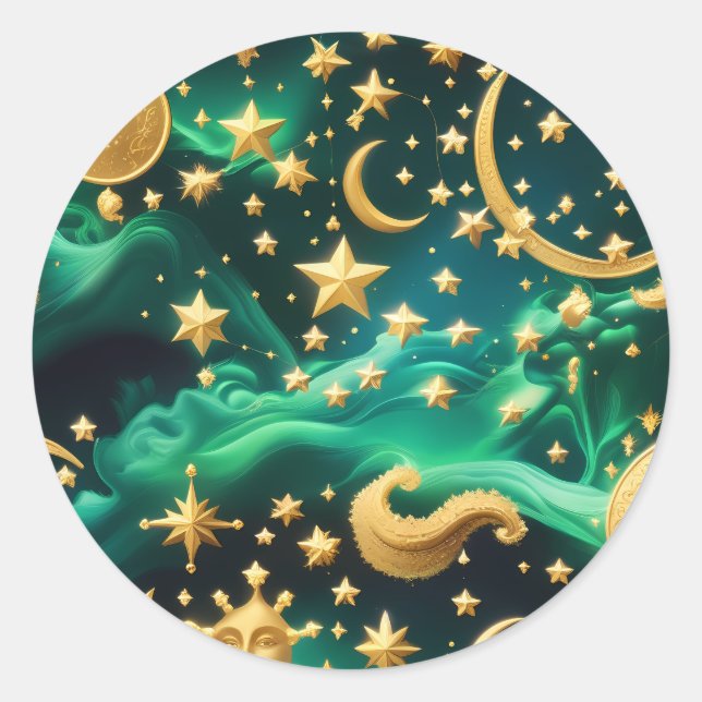 Sticker - Luxury Emerald Celestial Moon Design (Devant)