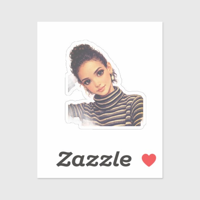 Sticker Luxury Fashion Doll – Elegant Porcelain Style  (Feuille)