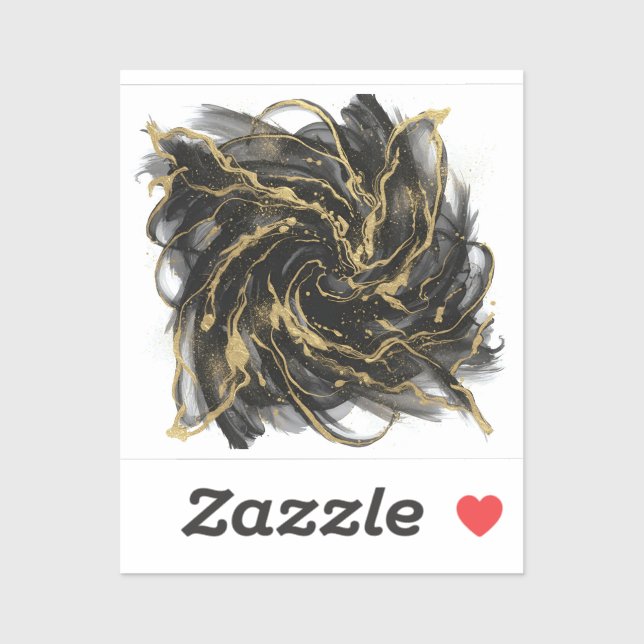Sticker Luxury Gold and Black Abstract Marble  (Feuille)