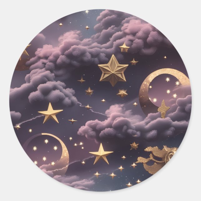 Sticker - Luxury Smoky Plum Celestial Moon Design (Devant)