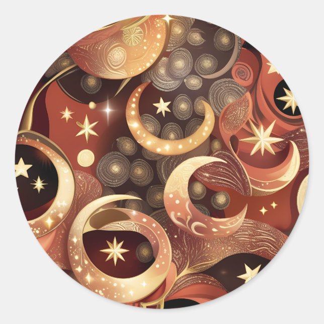 Sticker - Luxury Terracotta Celestial Moon Design (Devant)
