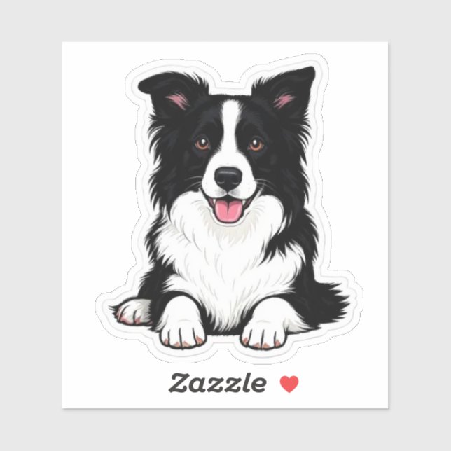 Sticker Lying Border Collie (Feuille)