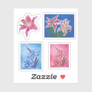 Sticker Lys rose et bleu