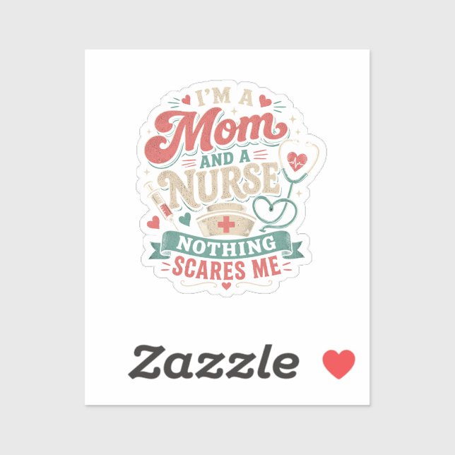 Sticker m Mom And Nurse Retro Mom Gift mothers day (Feuille)