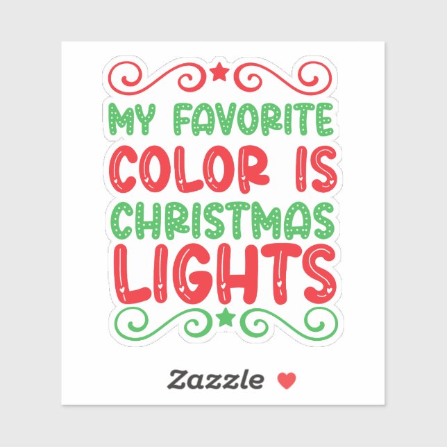 Sticker Ma couleur préférée est les lumières de Noël (Feuille)