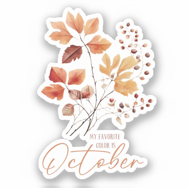 Sticker Ma Couleur Préférée Est Octobre - Feuilles D'Autom (Recto)