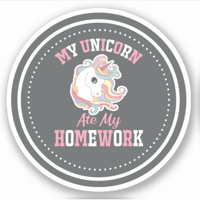 Sticker Ma Licorne a Mangé Mon Devoir (Devant)