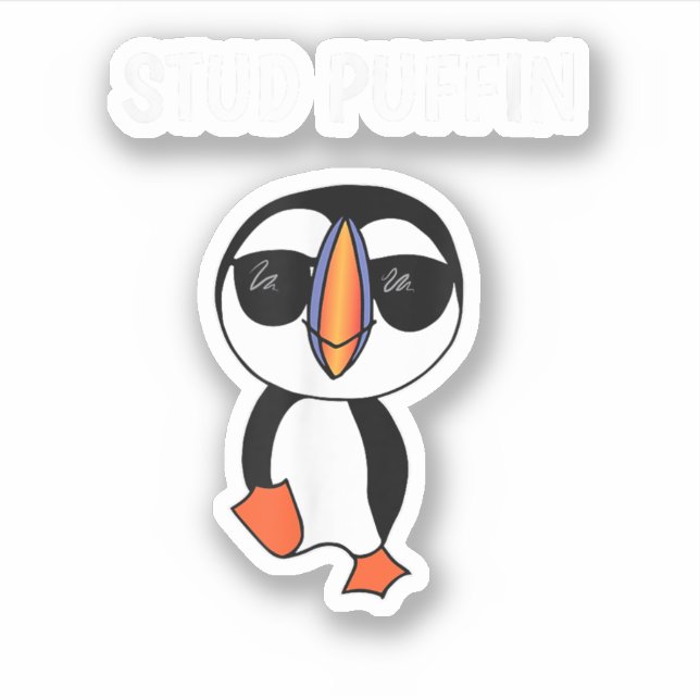 Sticker Macareux Stud Puffin Oiseau Drôle (Devant)