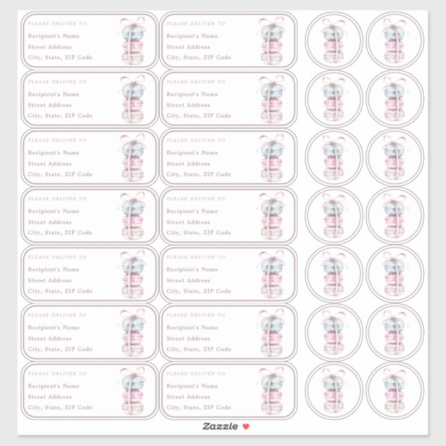 Sticker Macaron Adresse de nom individuel + enveloppe (Feuille)