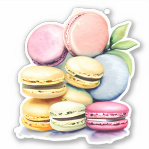 Sticker Macaron aquarelle vintage