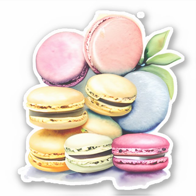 Sticker Macaron aquarelle vintage (Devant)