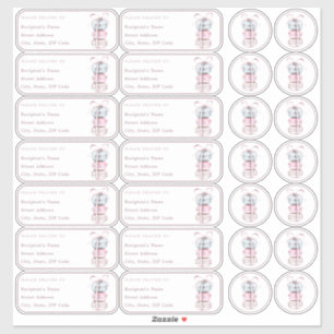 Sticker Macaron nom individuel adresse + enveloppe