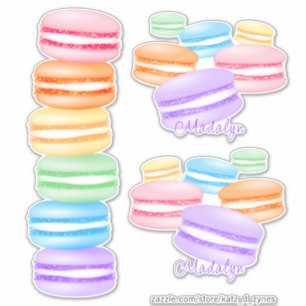Sticker macarons arc-en-ciel pastel
