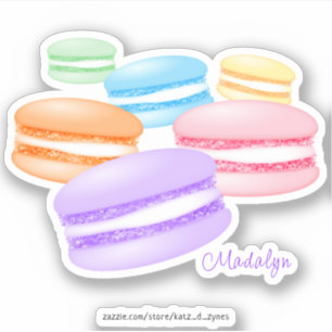 Sticker macarons arc-en-ciel pastel