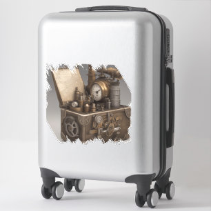 Sticker Machine à temps Steampunk - Vintage coffre au trés