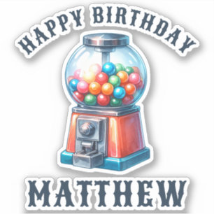 Sticker Machine de gumball personnalisée Joyeux anniversai