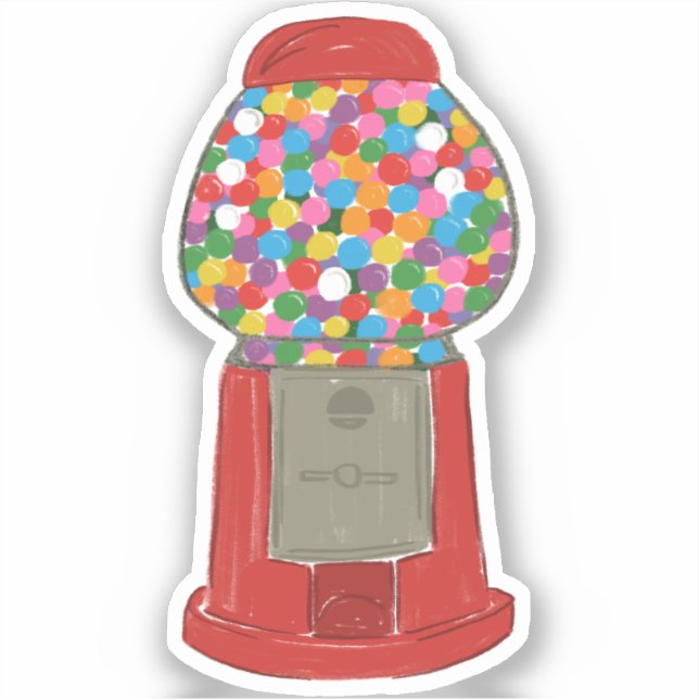 Sticker Machine de gumball rouge classique Candy Bubble Gu (Recto)