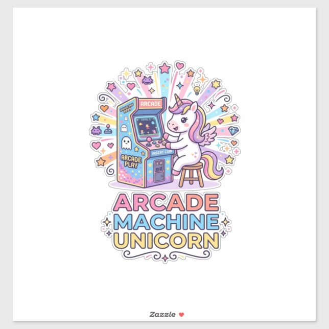 Sticker Machine de jeux vidéo licorne Impression de licorn (Feuille)