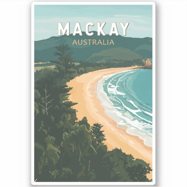 Sticker Mackay Australia Travel Art Vintage (Devant)