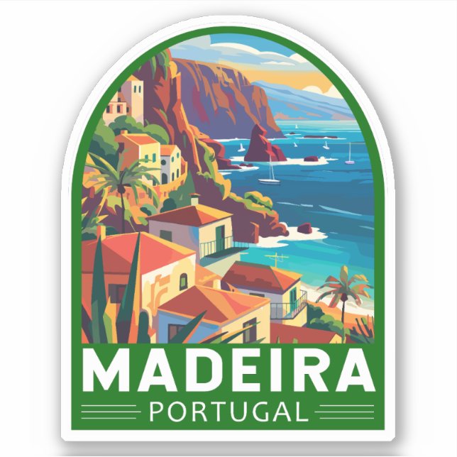 Sticker Madeira Portugal Travel Art Vintage (Devant)
