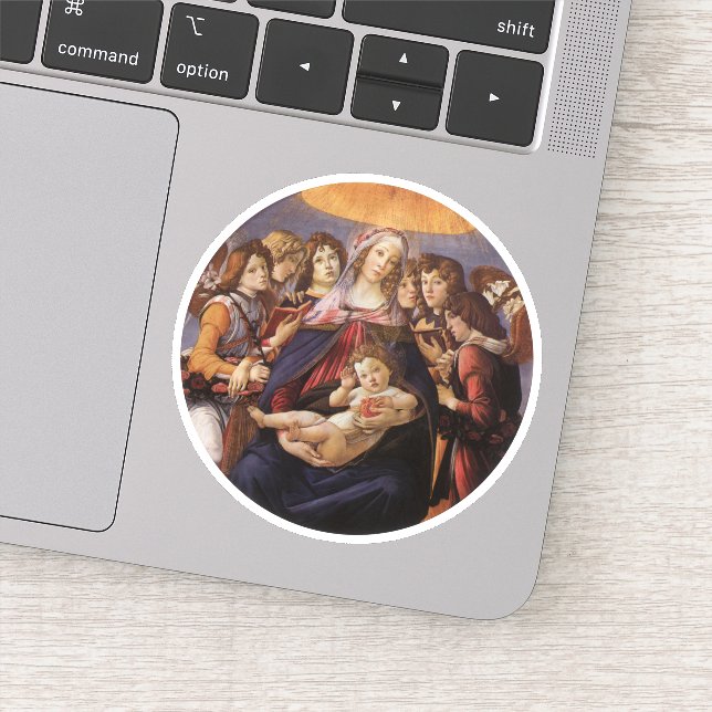 Sticker Madone et Enfant avec des Anges par Sandro Bottice (Détail)