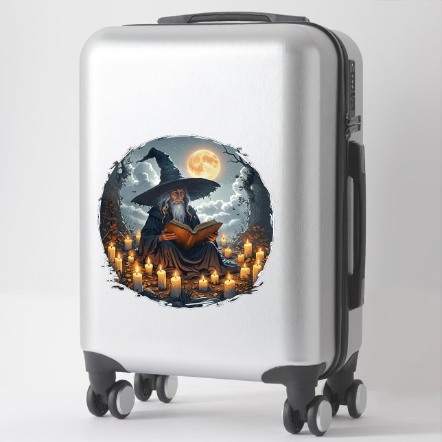 Sticker Mage lisant un livre - Wicca Halloween 2 (Sur valise)